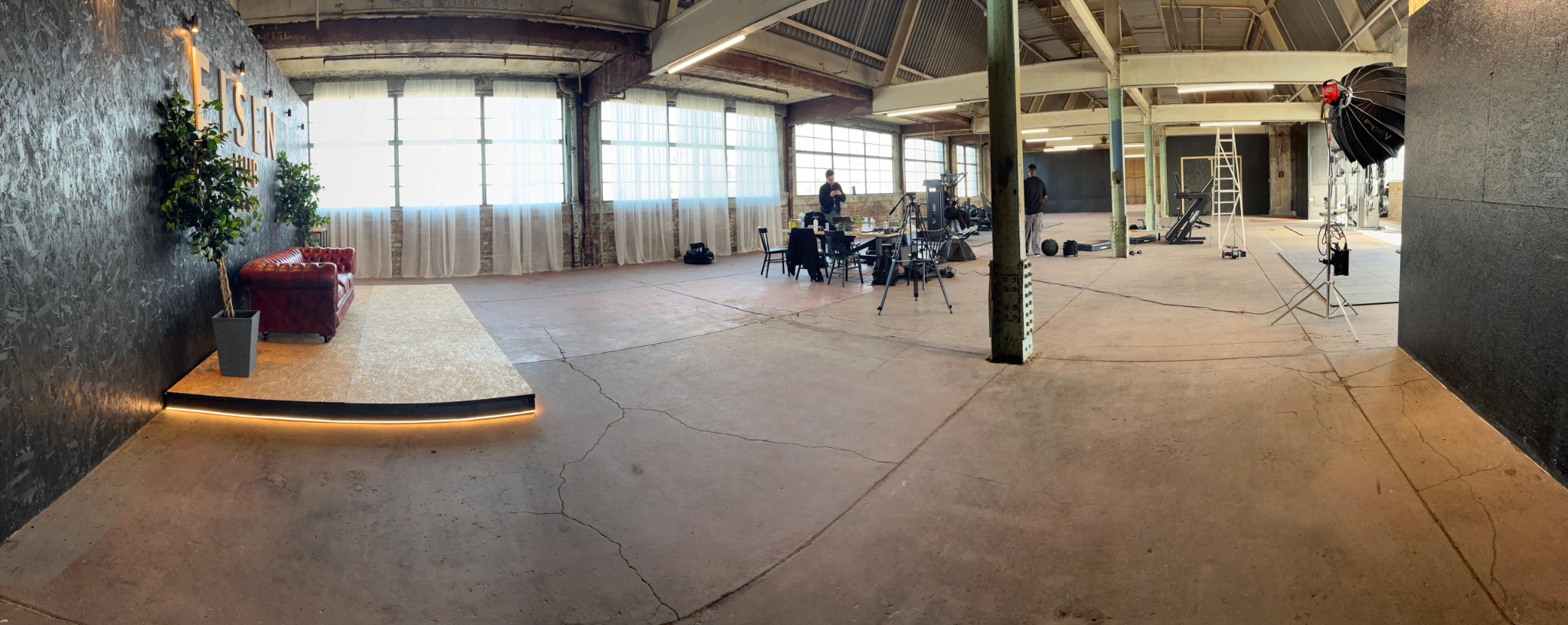 Wide view of the 5,000 square foot Eisen Hub industrial production space