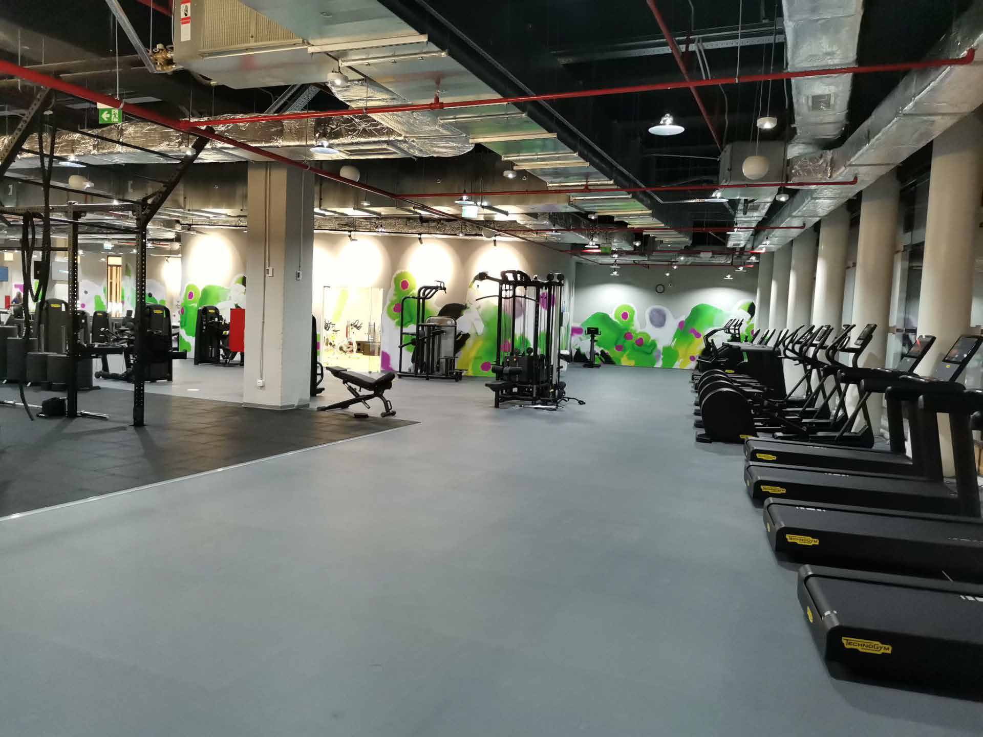 Pavigym flooring installation for cardio and resistance equipment